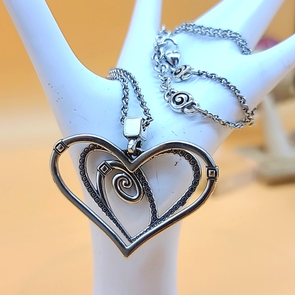 Brighton "CELESTIA LOVE" Silver Inset Swarovski Crystal Heart in Heart Pendant! - Picture 9 of 12